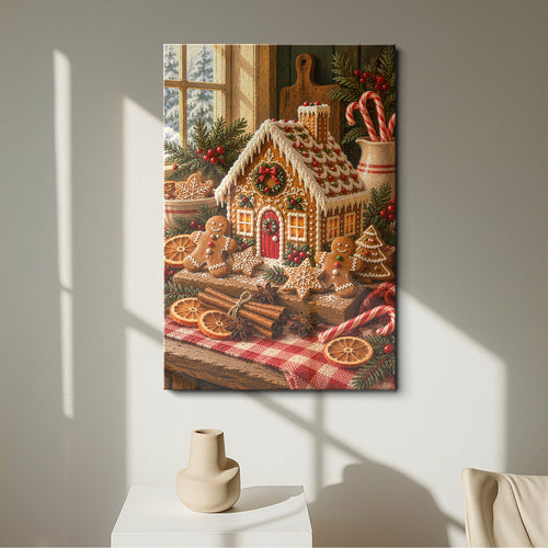 Gingerbread House Wall Art - room mockup 1