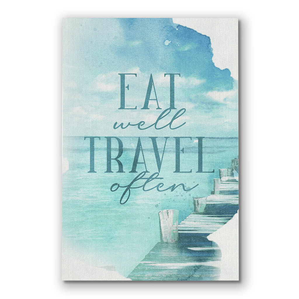 Eat Well Travel Often Canvas Wall Art – Coastal Kitchen Decor