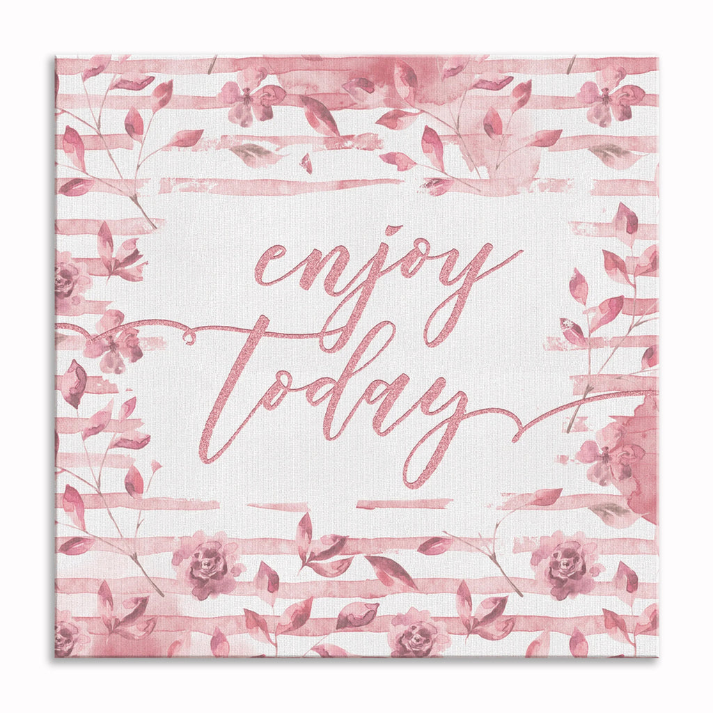 Enjoy Today Canvas Wall Art – Soft Floral Bedroom Decor