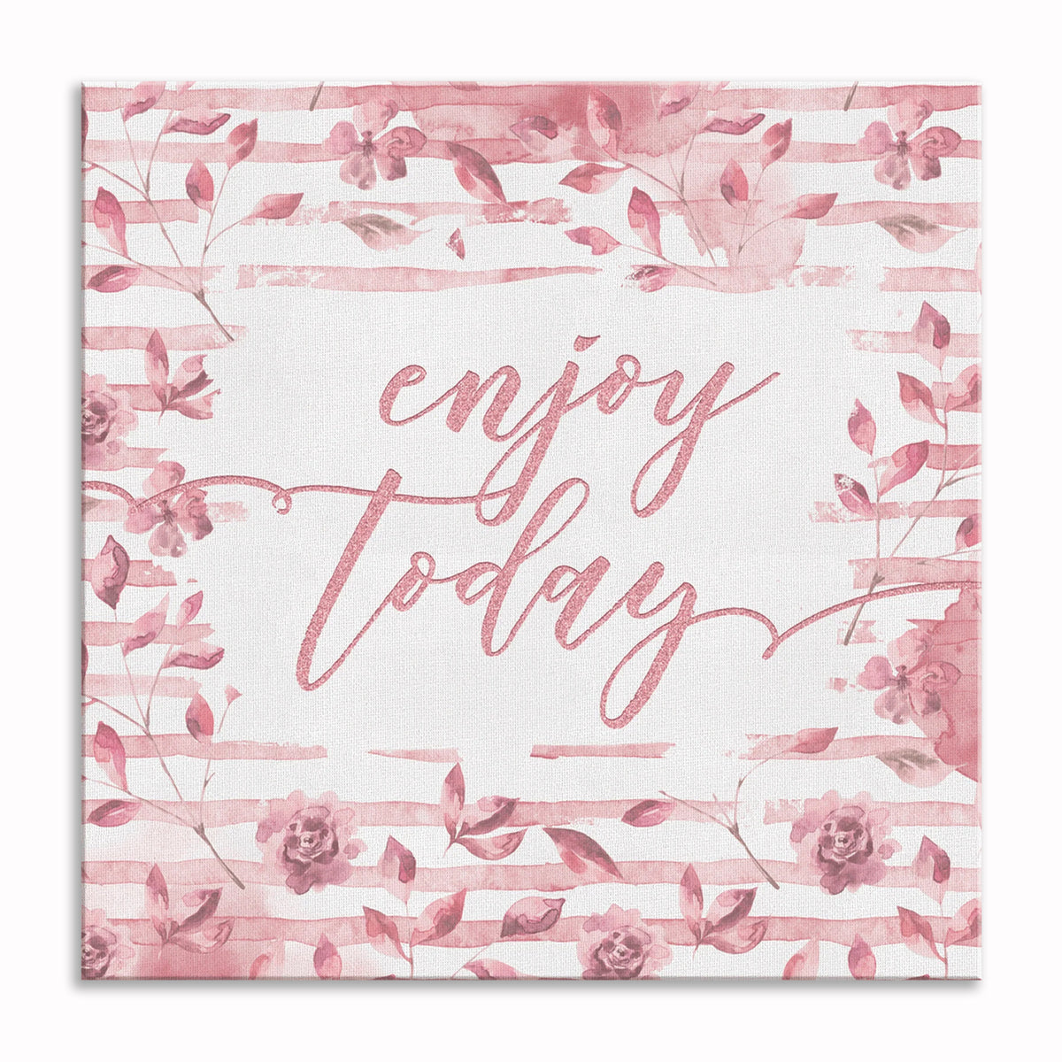 Enjoy Today Canvas Wall Art – Soft Floral Bedroom Decor