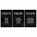 Execute Failure Success Definition Canvas Set Of 3 – Office Wall Art