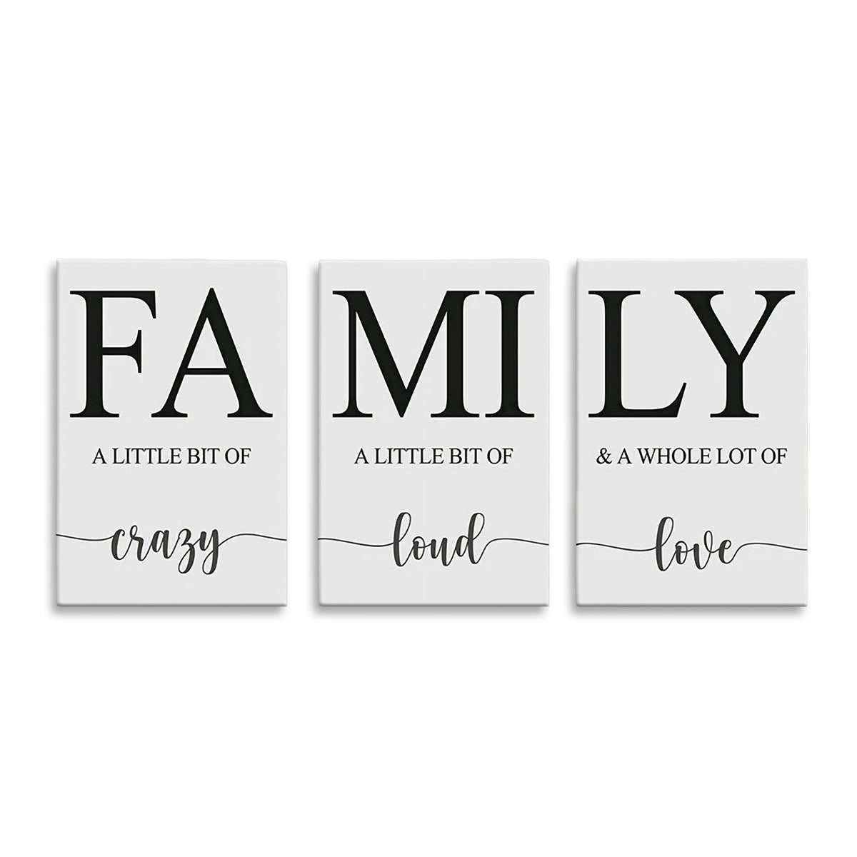 Family A Little Bit Of Crazy Set Of 3 Canvas – Three Panel Wall Art