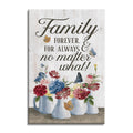 Family Forever For Always No Matter What Canvas – Floral Family Art