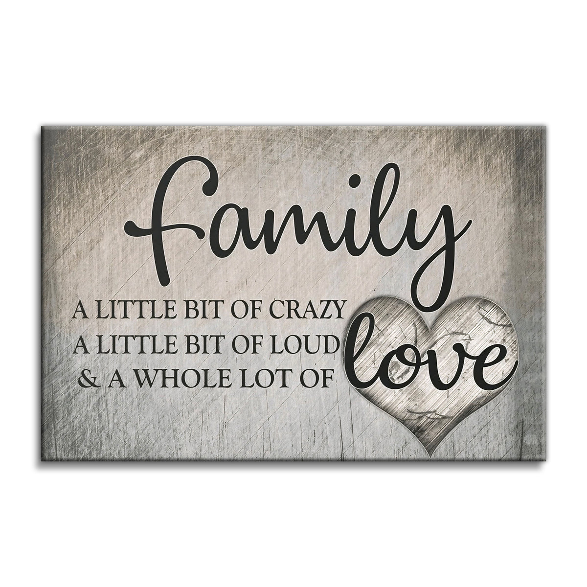 Family A Little Bit Of Crazy Canvas – Rustic Carved Heart Wall Art