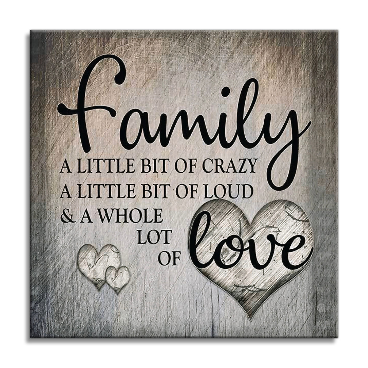 Family Love Square Canvas Wall Art – Rustic Family Home Decor