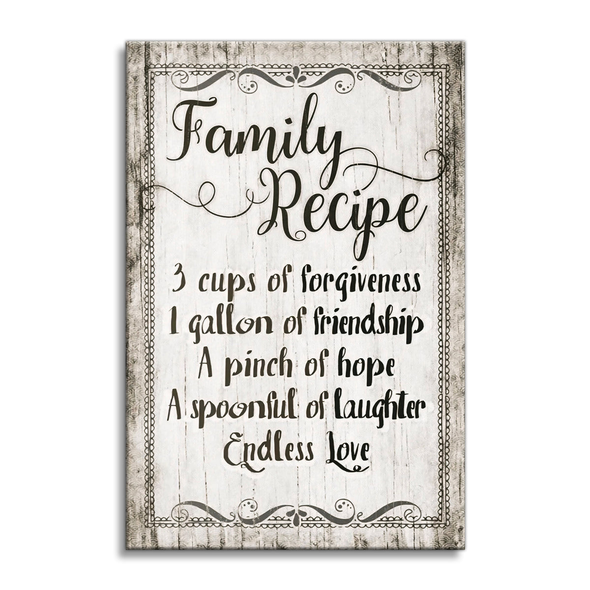 Family Recipe Canvas Wall Art – Kitchen Family Quote Decor