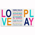 Family Rules Love Play Set Of 3 Canvas – Colorful Playroom Wall Art