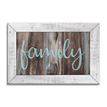 Family Rustic Wood Canvas Wall Art – Simple Teal Script Decor