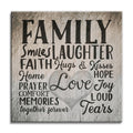 Family Smiles Laughter Love Canvas – Dark Rustic Family Wall Art