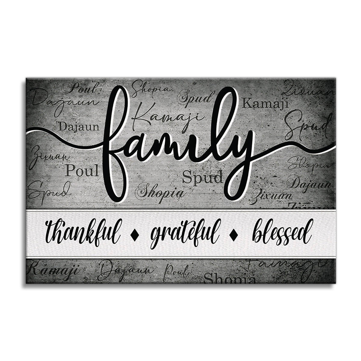Family Thankful Grateful Blessed Canvas – Thanksgiving Home Decor