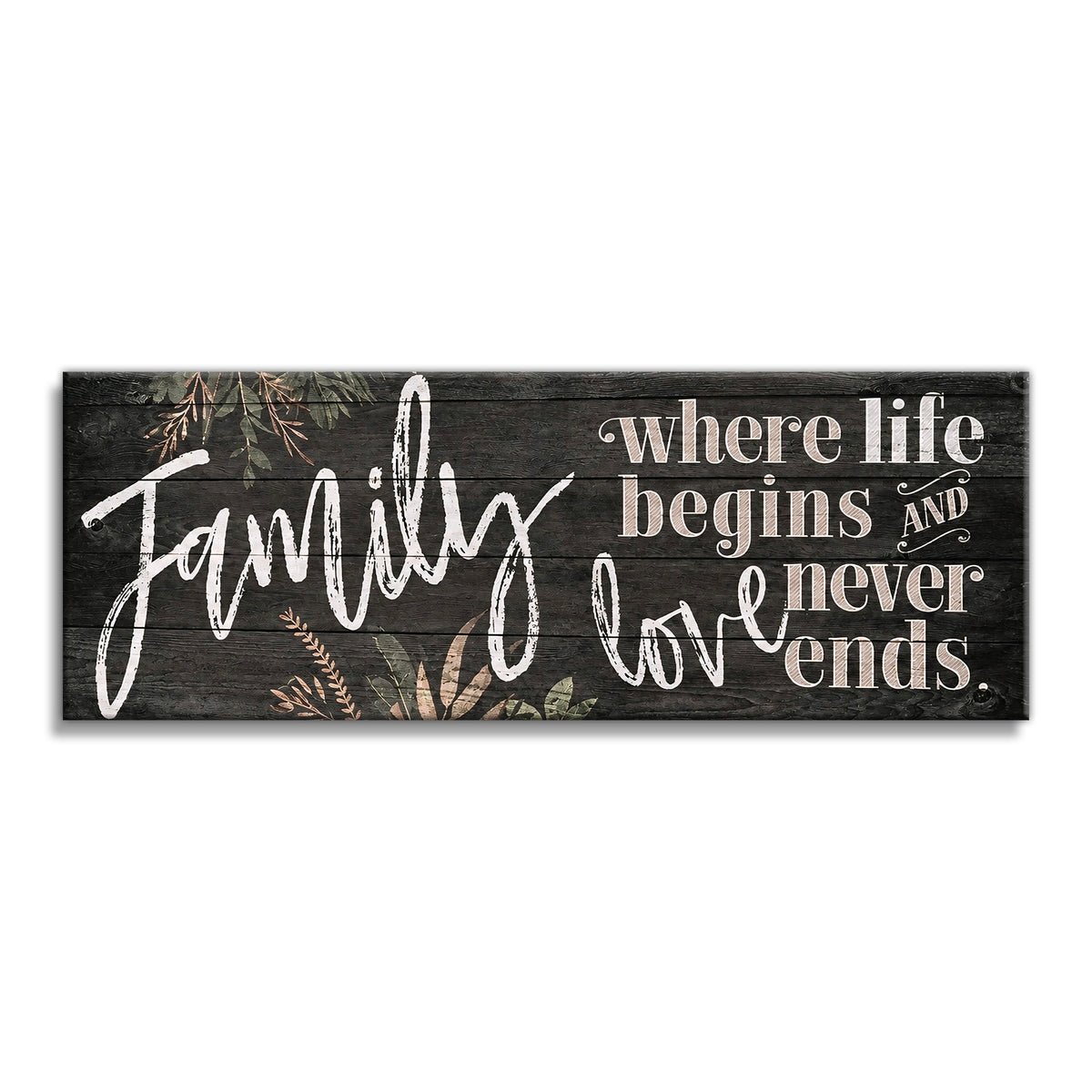 Family Where Life Begins And Love Never Ends Panoramic Canvas