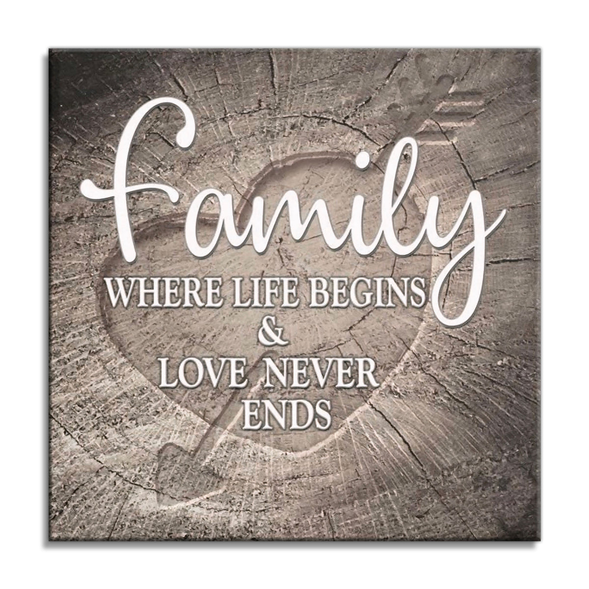 Family Where Life Begins And Love Never Ends Canvas – Teal Family Art