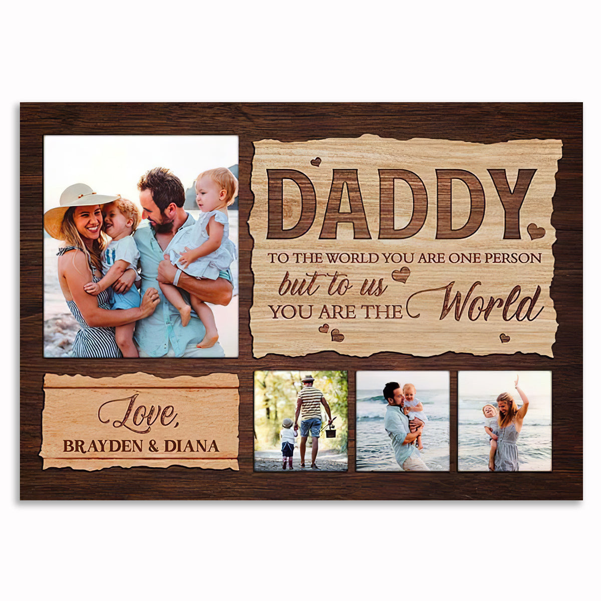 Personalized Daddy To Us You Are The World Photo Canvas – Father's Day