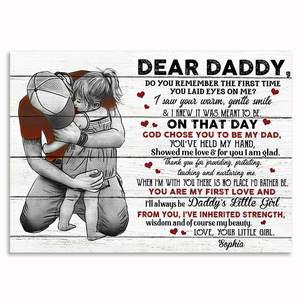 Personalized Dear Daddy The First Time Canvas – New Dad Photo Gift
