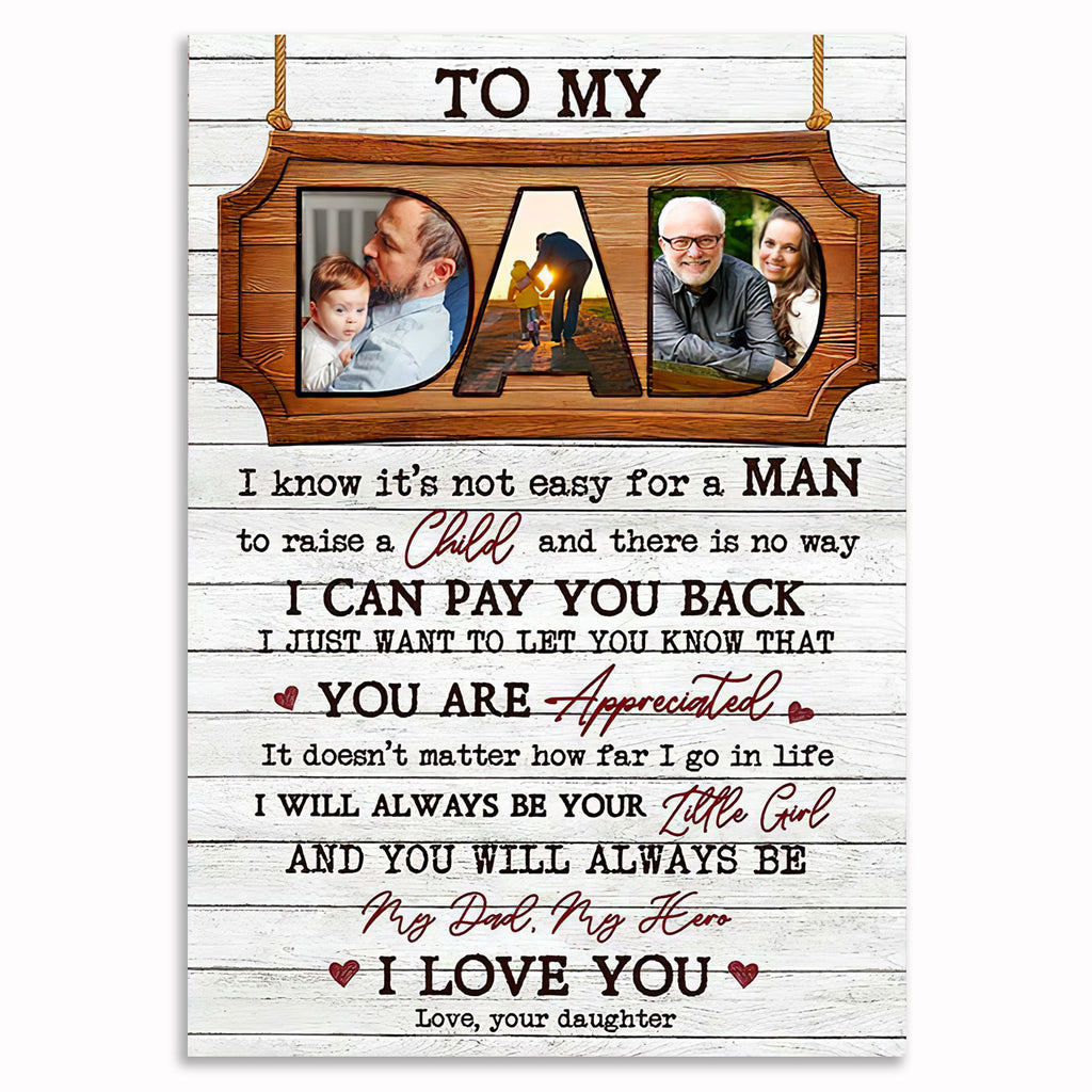 Personalized To My Dad My Hero Canvas – Father's Day Photo Gift
