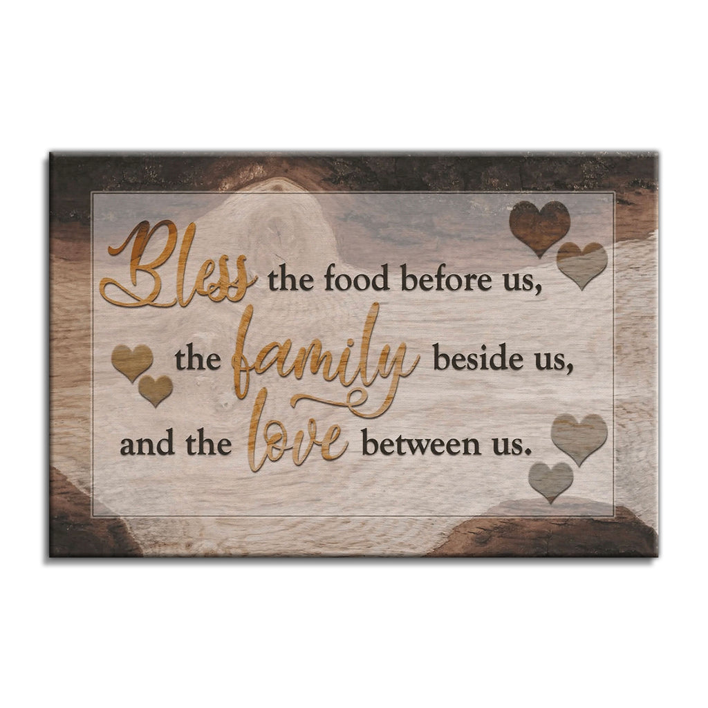 Bless The Food Before Us Rustic Canvas – Warm Wood Dining Decor