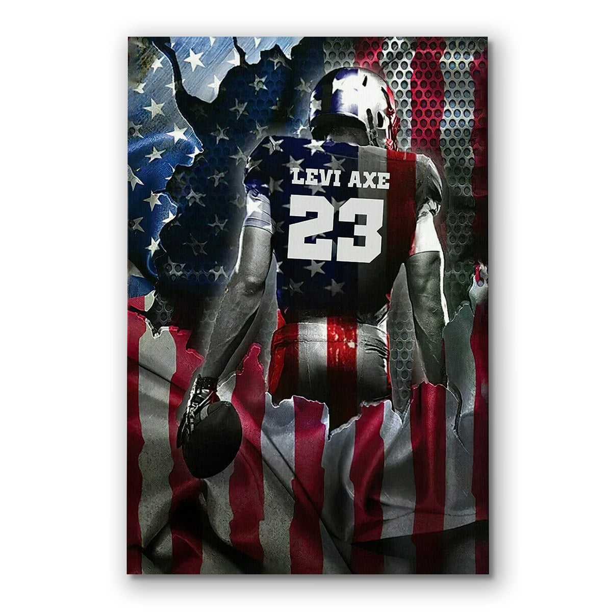 Personalized Football American Flag Canvas – Custom Name And Number