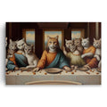 Funny Cats Dinner Party Canvas – Humorous Cat Lover Wall Art