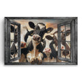 Funny Cows At The Window Canvas – Farmhouse Kitchen Wall Art
