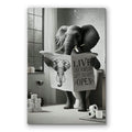 Funny Elephant Reading Newspaper On Toilet Canvas – Bathroom Decor