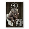 Smile You're Losing Weight Elephant Canvas – Funny Bathroom Wall Art