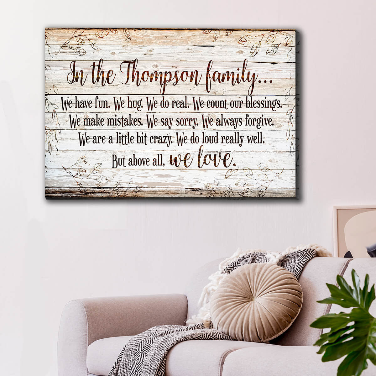 Personalized In Our Family Above All We Love Canvas Wall Art – Family Home Decor