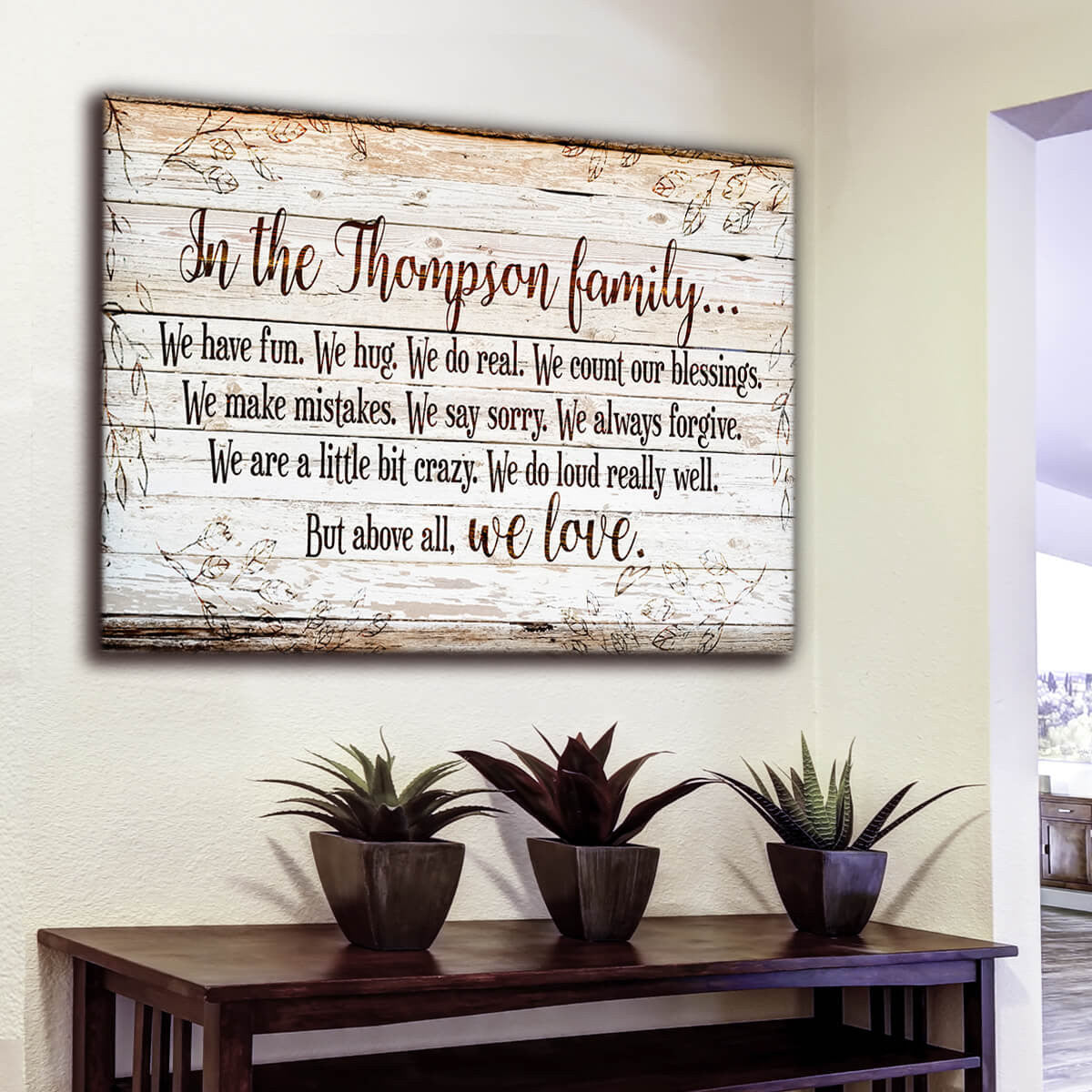 Personalized In Our Family Above All We Love Canvas Wall Art – Family Home Decor