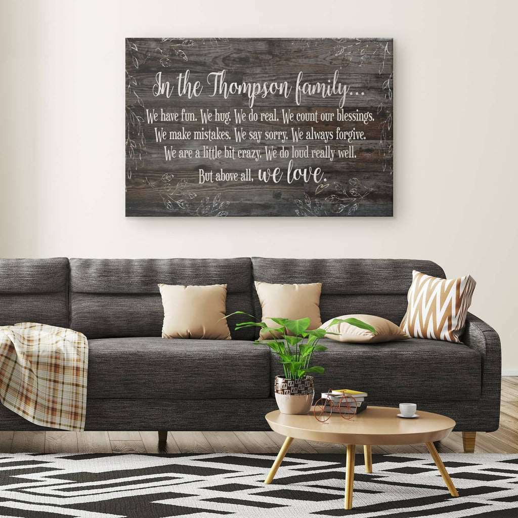Personalized In Our Family Above All We Love Canvas Wall Art – Family Home Decor