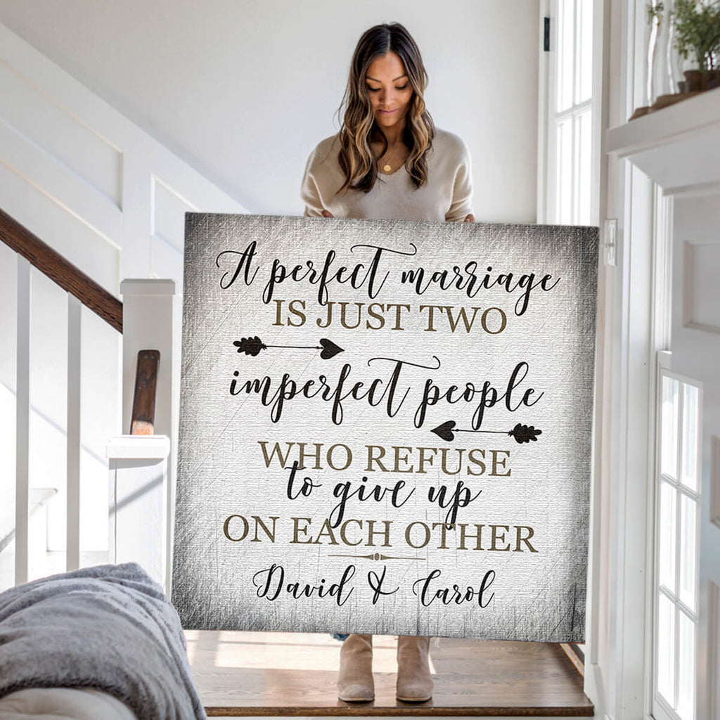 Personalized A Perfect Marriage Canvas Wall Art – Couple Gift