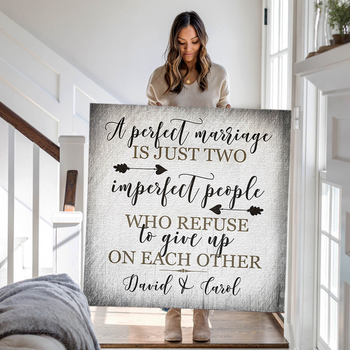 Personalized A Perfect Marriage Canvas Wall Art – Couple Gift