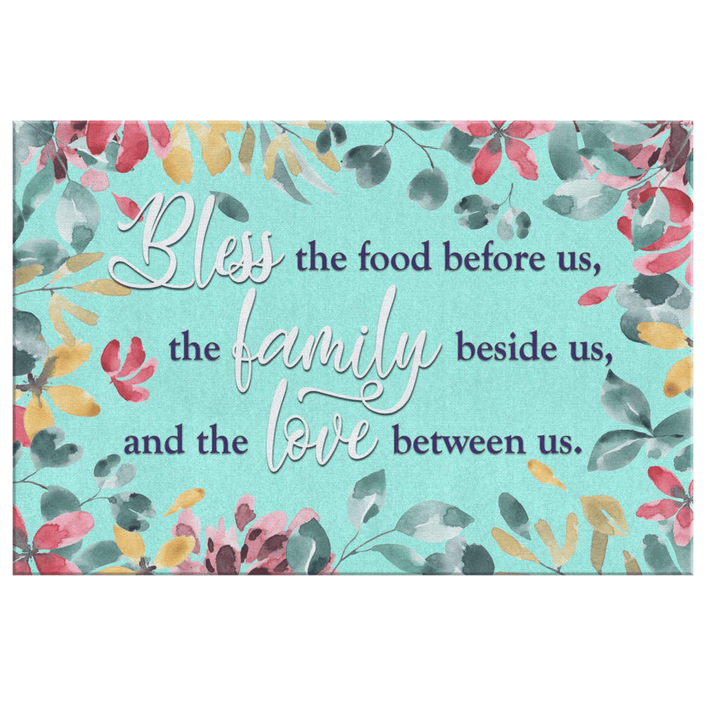 Food, Family, Love Watercolor Canvas Wall Art – Family Home Decor