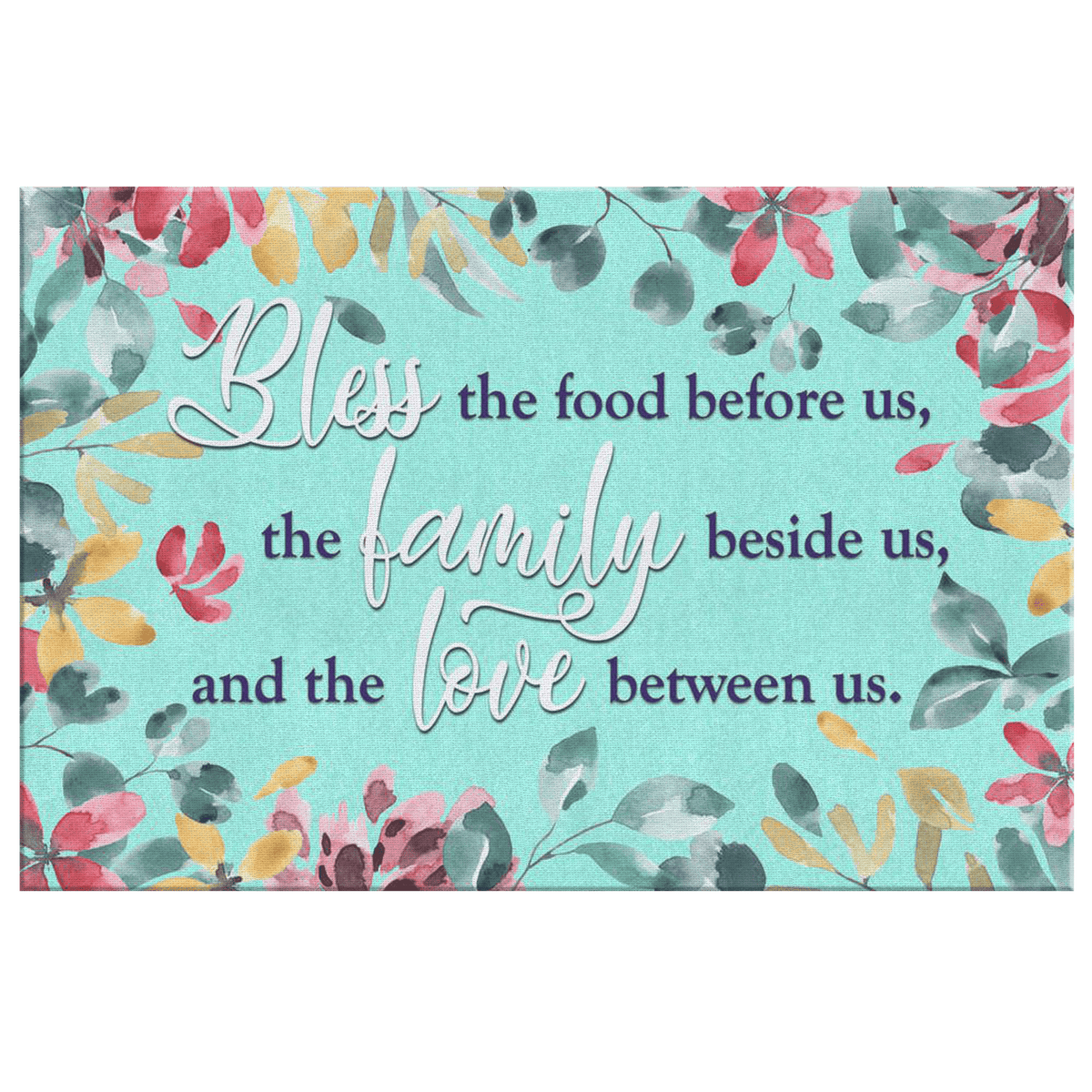 Food, Family, Love Watercolor Canvas Wall Art – Family Home Decor