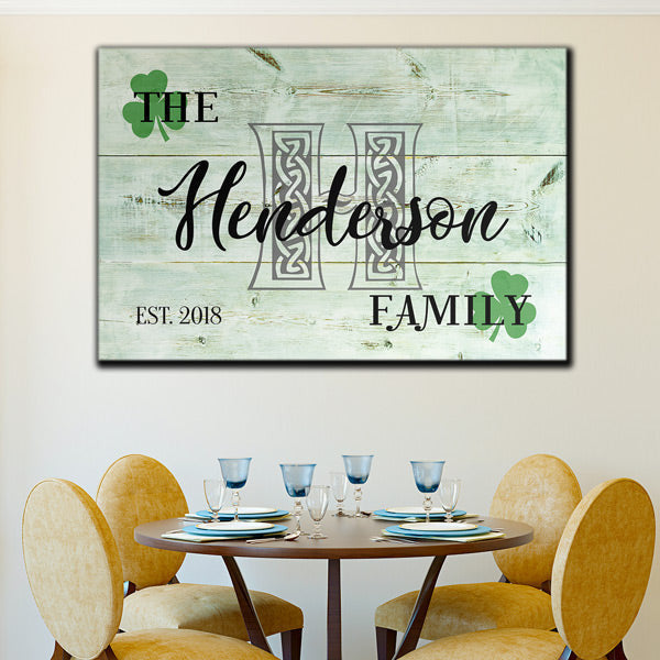 Personalized Irish Family Name Canvas Wall Art – Family Home Decor
