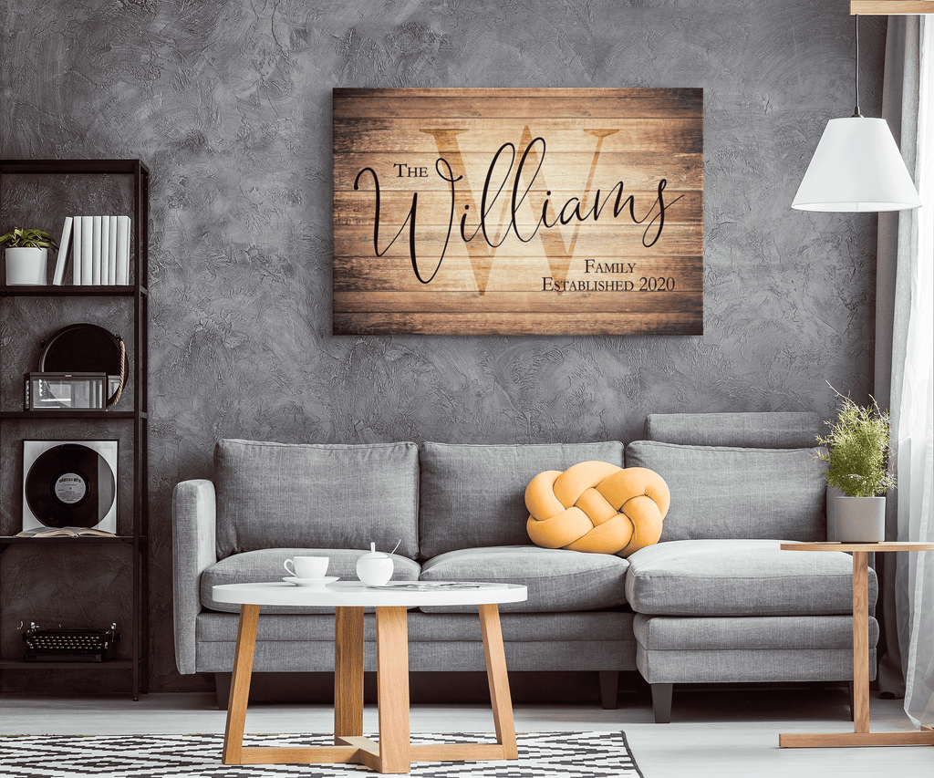Personalized Family Name Rustic Canvas Wall Art – Family Home Decor