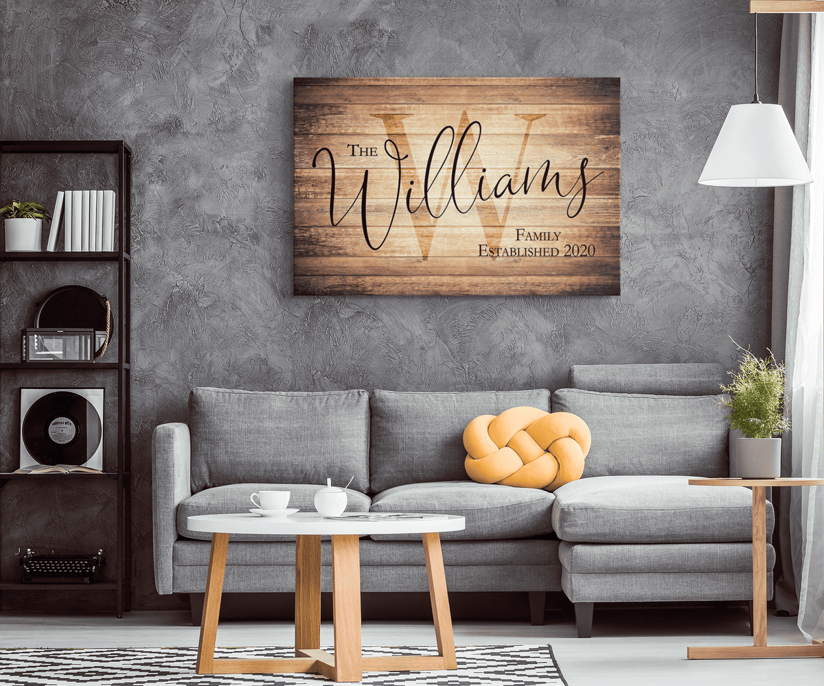 Personalized Family Name Rustic Canvas Wall Art – Family Home Decor