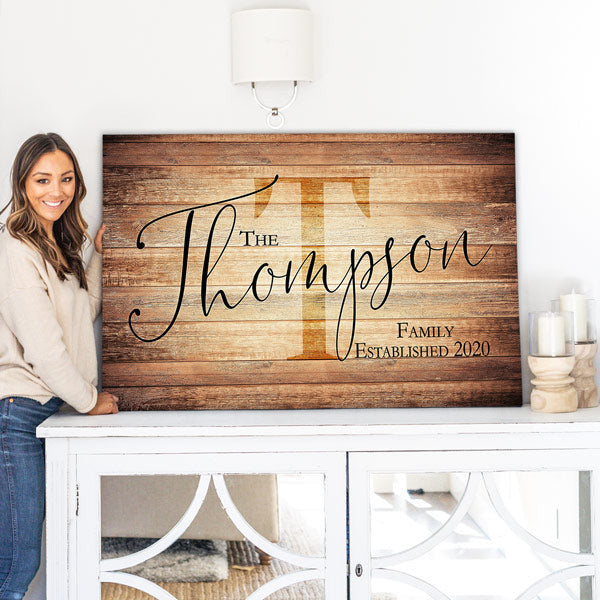 Personalized Family Name Rustic Canvas Wall Art – Family Home Decor