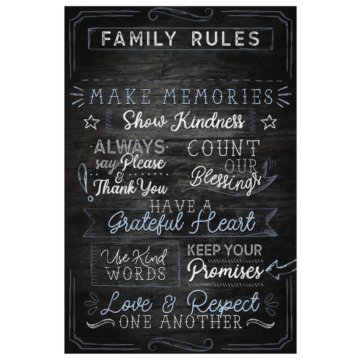 Personalized Family Rules Love & Respect One Another Canvas Wall Art – Family Home Decor