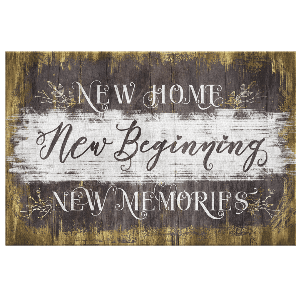 New Home, New Memories Rustic Canvas Wall Art – Housewarming Gift