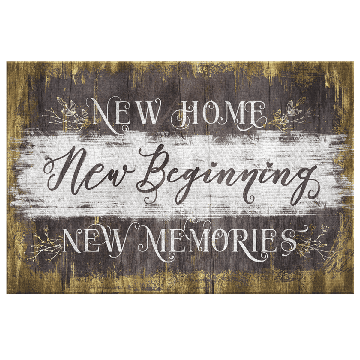 New Home, New Memories Rustic Canvas Wall Art – Housewarming Gift