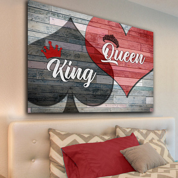 King of Spades And Queen Of Hearts Canvas Wall Art – Couple Gift