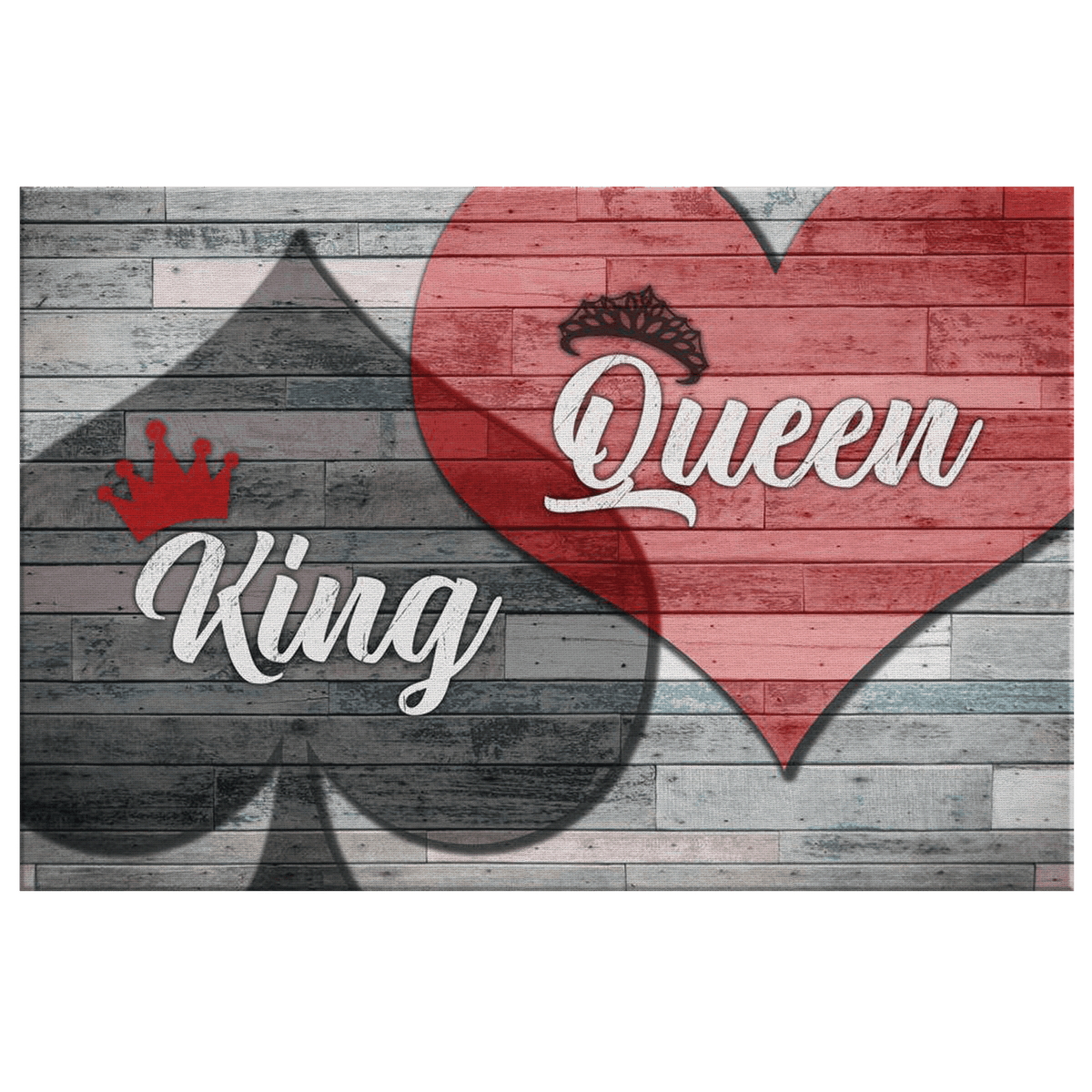 King of Spades And Queen Of Hearts Canvas Wall Art – Couple Gift