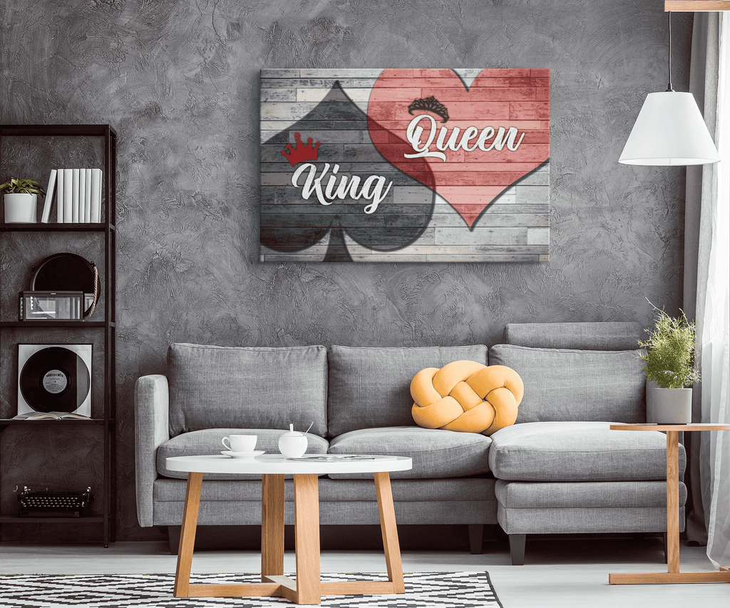 King of Spades And Queen Of Hearts Canvas Wall Art – Couple Gift