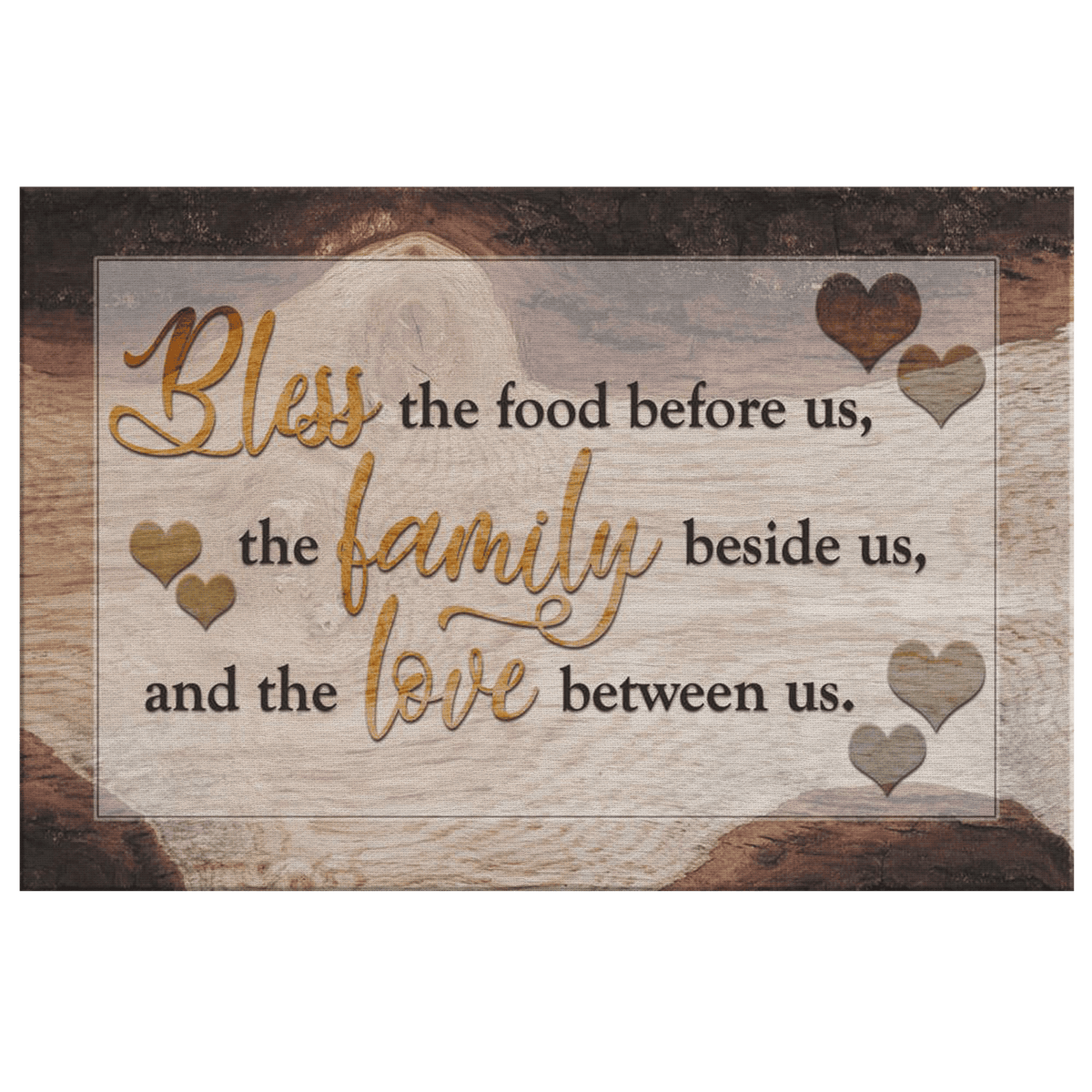 Food, Family, Love Rustic Canvas Wall Art – Family Home Decor