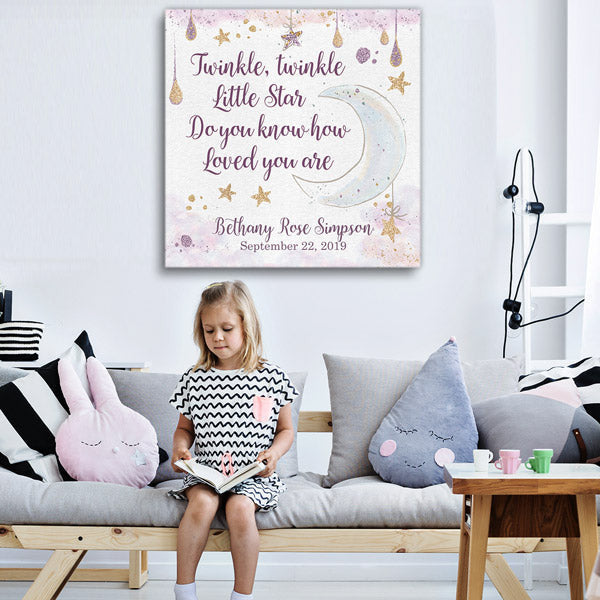 Personalized Twinkle Twinkle Little Star Canvas Wall Art – Nursery Wall Decor