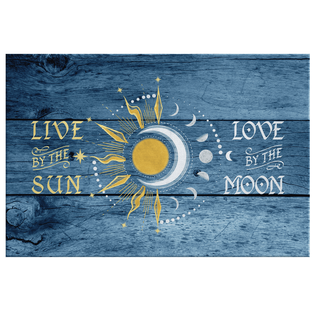 Live By The Sun, Love By The Moon Rustic Canvas Wall Art – Boho Wall Decor