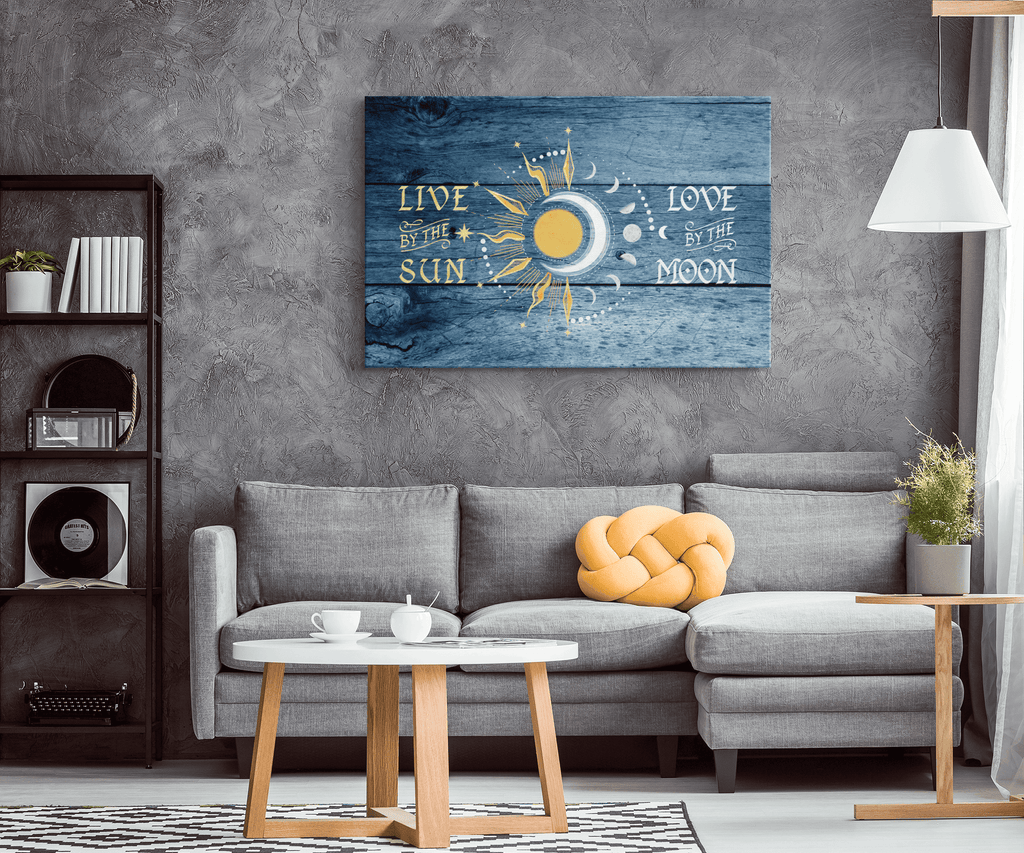 Live By The Sun, Love By The Moon Rustic Canvas Wall Art – Boho Wall Decor