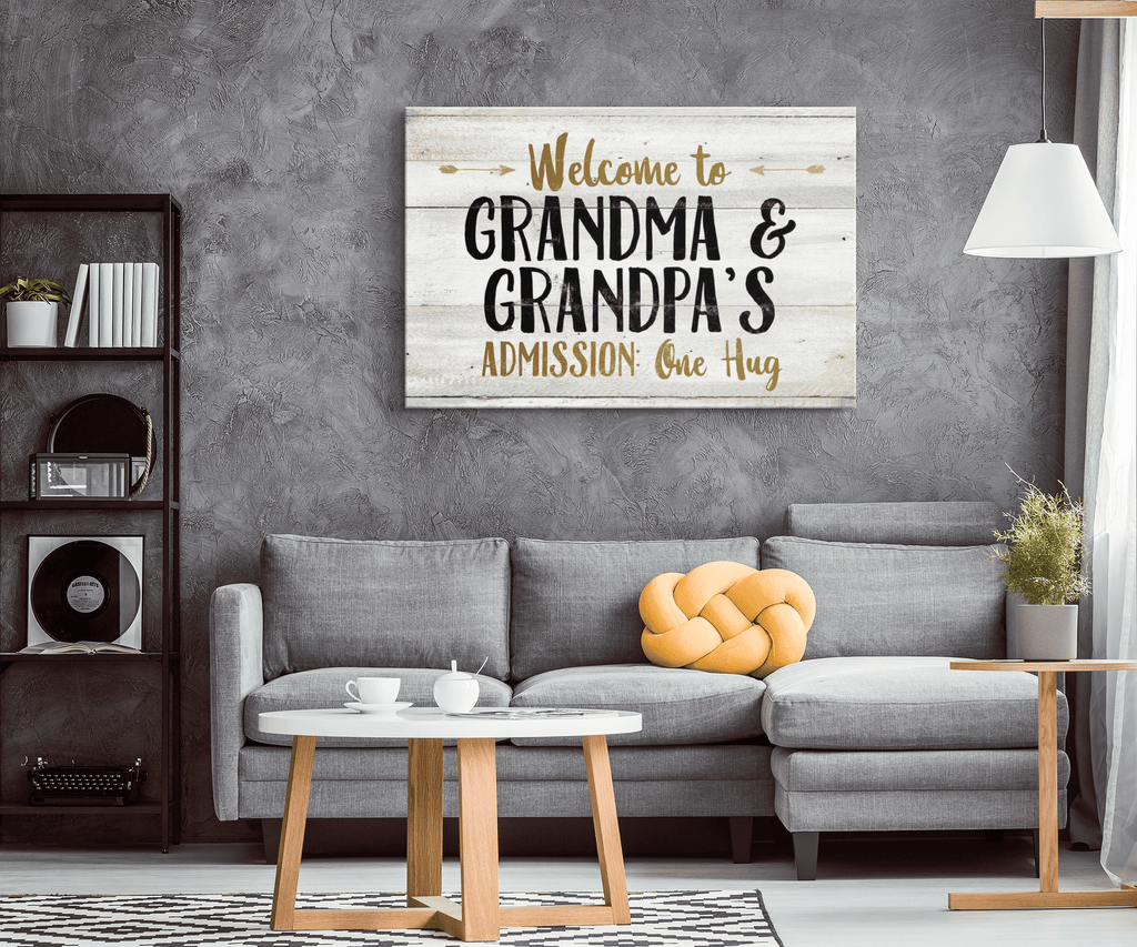 Welcome to Grandma And Grandpa's Canvas Wall Art – Gift for Grandparents