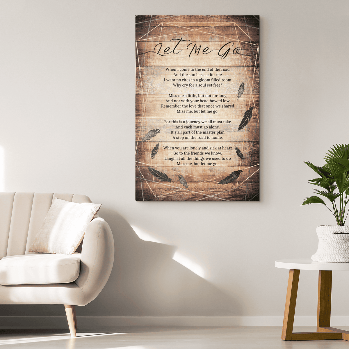 Miss Me, Let Me Go Memorial Rustic Canvas Wall Art – Memorial Gift