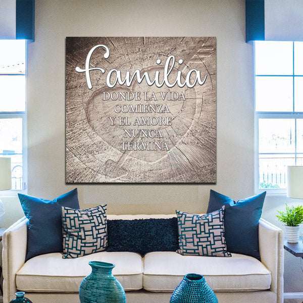 Familia - Donde La Vida Comienza Canvas Wall Art – Family Home Decor