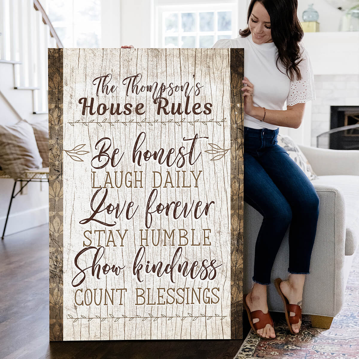 Personalized Family House Rules Canvas Wall Art – Family Home Decor